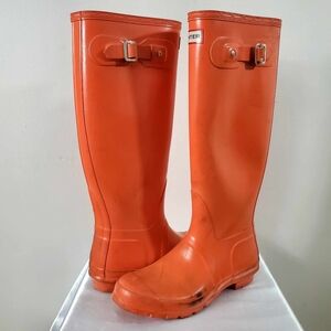 Hunter Tall Rubber Boots Clementine Orange Rain Boots
